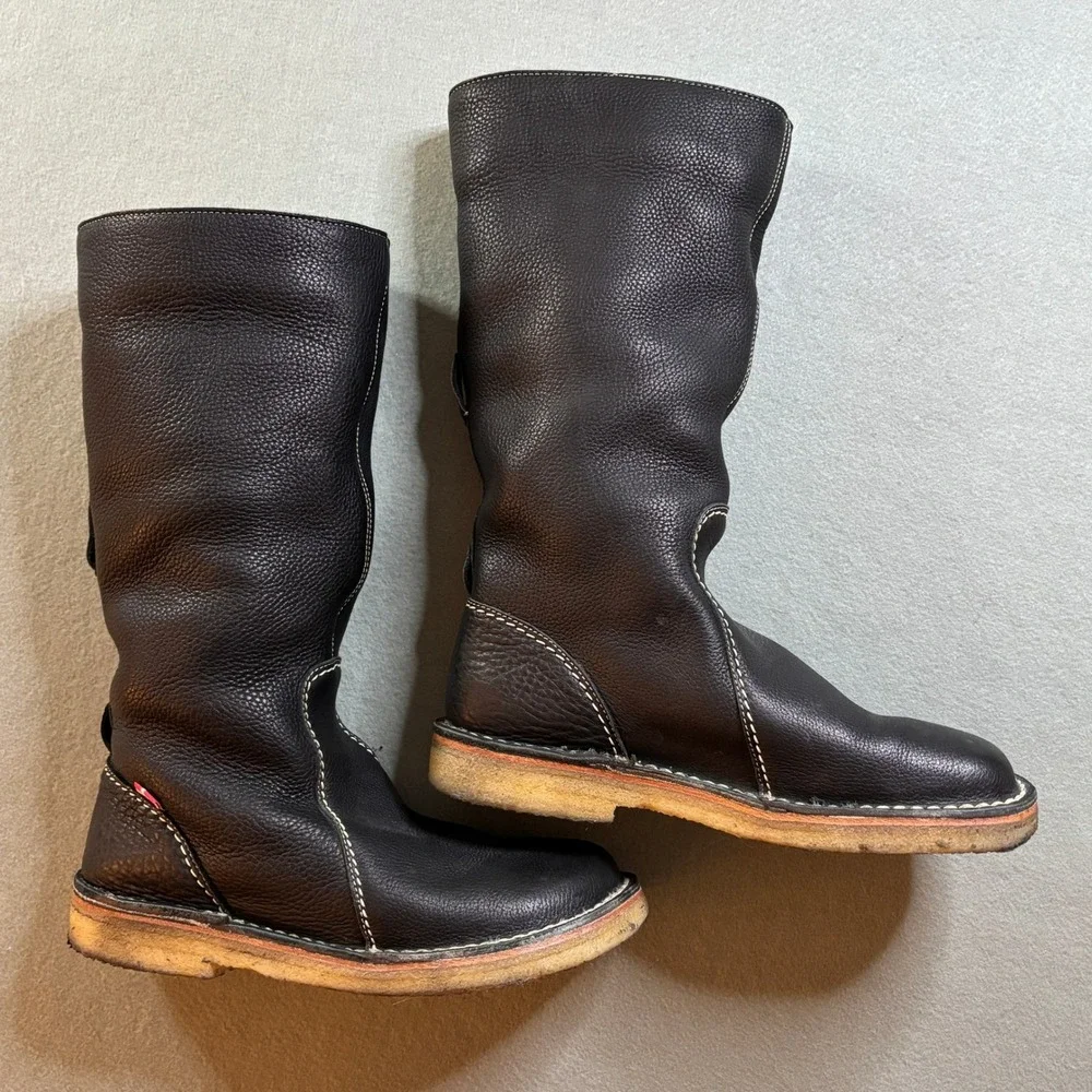 Duckfeet Silkeborg Black Leather Shearling Lined Boots EU 41 US Womens 10 Mens 8